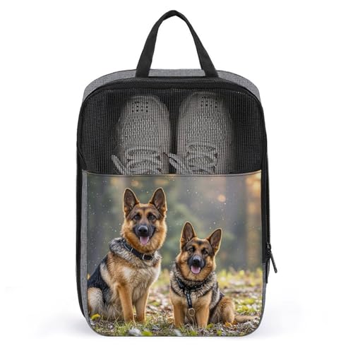 Bolsa de zapatos de pastor alemán impermeable con cremallera organizadora de calzado para viaje