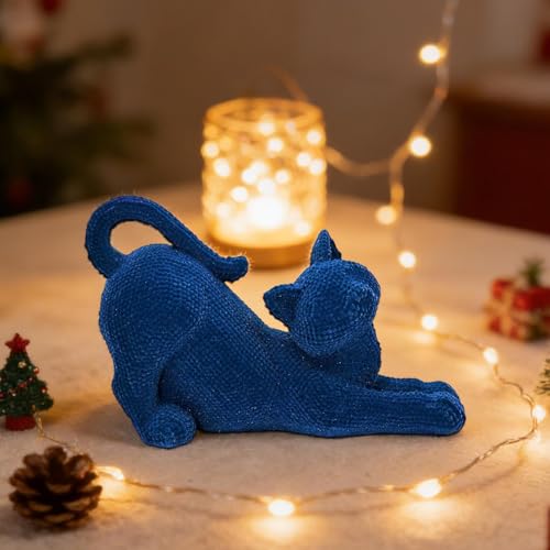 Figurines de chats en résine floquée pour décoration de bureau - 4