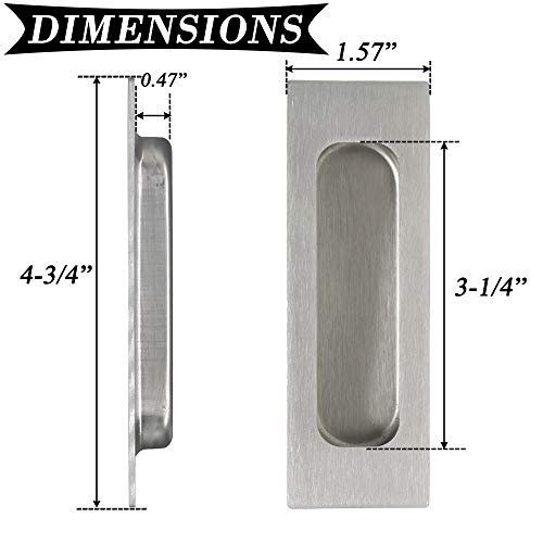 2 Pack Rectangular Flat Plate Flush Recessed Sliding Pocket Door