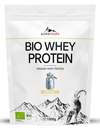 AlpenPower BIO WHEY Protein Neutral 1 kg - 100% natürliche Zutaten & ohne Zusatzstoffe - Hochwertiges CFM Eiweiß-Pulver aus bester Bio-Alpenmilch