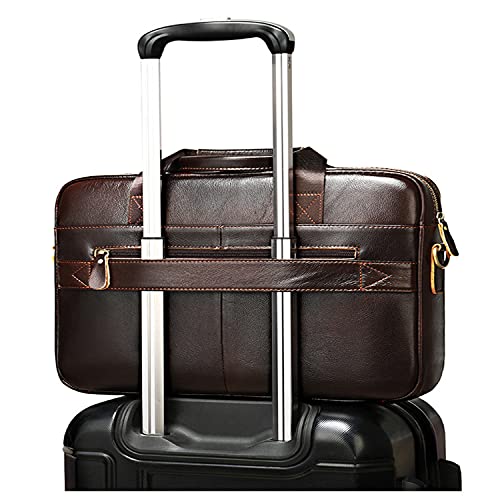 Bolsa carteiro de couro vintage de 15,3 polegadas para escritório, bolsa transversal para laptop, bo