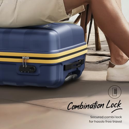 Image of Aristocrat Polycarbonate Spinner Comet Cabin Trolley Bag 56cm|Small|Hard Luggage| Smooth 8-Wheel Suitcase|Combination Lock with Sturdy Zipper|Full Fabric Convipack|3-Year International Warranty (Blue)