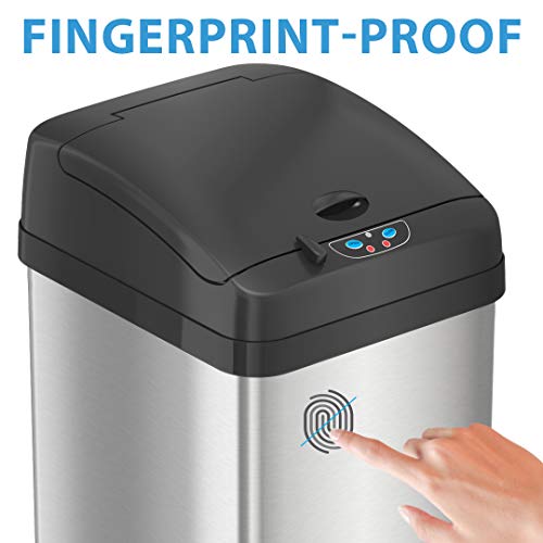 image for iTouchless 13 Gallon Touchless Sensor Trash Can with AbsorbX Odor Cont