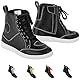 Vaster Moto Motorradschuhe für Herren, kurz, wasserdicht, Leder, rutschfeste Sohle, Schwarz, 46 EU