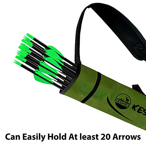Keshes Archery Back Arrow Quiver Holder - Adjustable Quivers For Arrows, For Bow Hunting And Target Practicing; Youth And Adults (Green) #TOP1