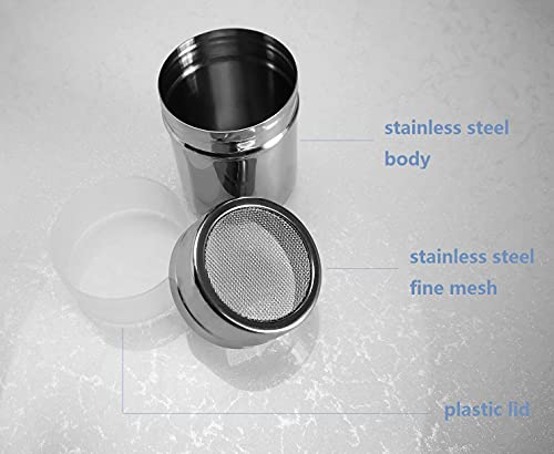 Qulse 1 Pack Shaker Sifter Dispenser Duster Container Stainless Steel For Cinnamon Flour Powdered Sugar Baking Soda Cocoa Cornstarch Ect (Medium Size) #TOP1