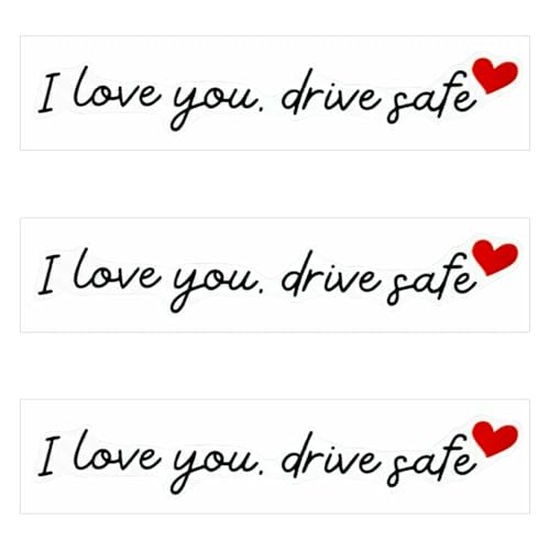 3 Pcs I Love You Drive Safe Mirror Stickers Cute Car Rear View Mirror Decals with Hearts Funny Auto Vinyl Window Rear View Decals for Men Women (Black)