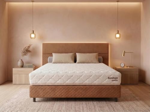 Image of Boston Zenith Premium 8-Inch Certified Natural Latex Mattress | Queen Size (75x60x8 Inch), Soft | Graphite Infused | High-Density Pocket Springs | Hypoallergenic | 5-Year Warranty