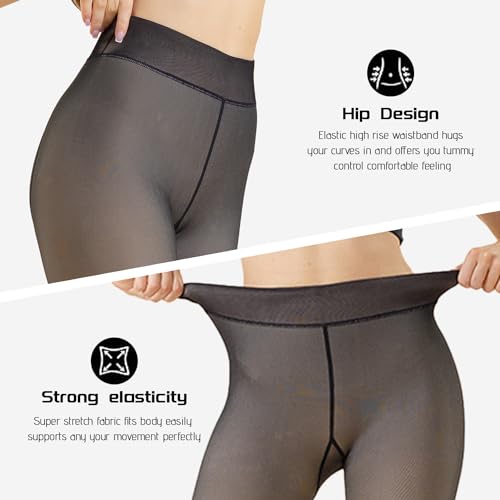 DarkCom Black Fleece Lined High Waisted Winter Warm Thermal Tights for Women2
