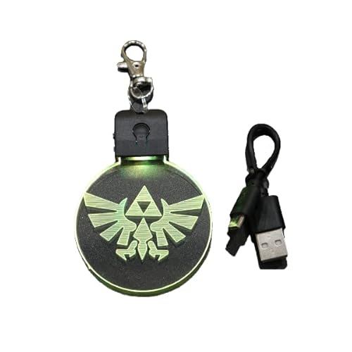 Wolostore Keyring LED Light Methacrylate 3D Effect with Carabiner Clasp Colour Changing Original Gift, Triforce, M