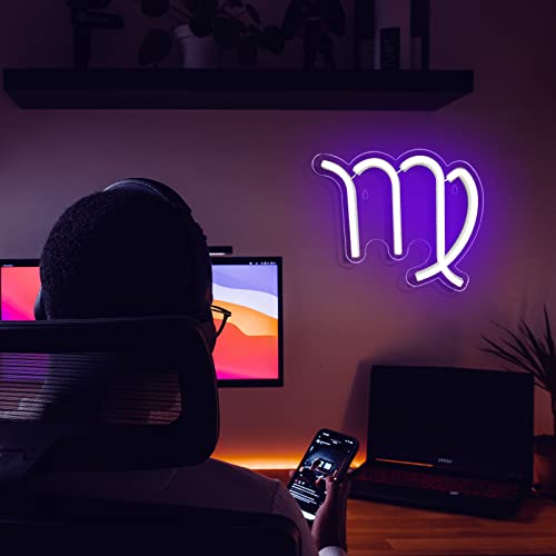 Image of The Zodiac Horoscope Neon Sign, Virgo LED Neon Signs for Wall Decor, Astrology Zodiac Horoscope Neon Lights Beautiful Spiritual, Birthday Party, Home Kids Room Decor Virgo