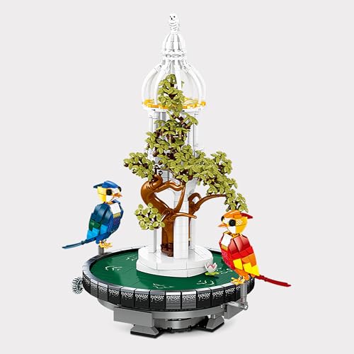 HCZMOPTP Juego de exhibición decorativo para jardín de pájaros, juegos de construcción de juguetes para decoración del hogar, adultos a partir de 18 años, plantas falsas para mesa, escritorio,
