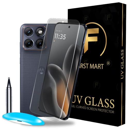 Image of FIRST MART Matte UV Tempered Glass for Motorola Edge 70 Pro & Motorola Edge 70 Fusion 5G | Anti-Glare Curved Screen Protector, 9H Scratch Resistant, Fingerprint Compatible, Case-Friendly | Pack of 1