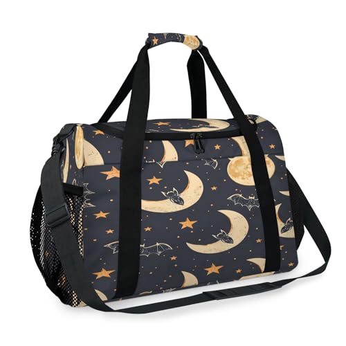 Stars Moon Bats Travel Duffle Bag - Waterproof weekend luggage bag, men's sports and fitness bag, delivery hospital storage bag, overnight luggage bag with pull rod cover