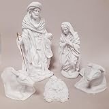 TOPAZ Belén de 5 Piezas en Poliresina Blanca para Pintar · Set Decorativo de Navidad con Virgen, San José, Niño Jesús, Buey y Mula · 26 cm · Ideal para Decorar o Regalar