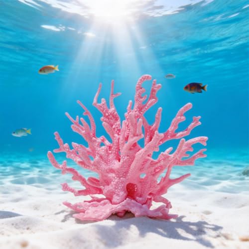 ASOFTY Aquarium Deko Künstliche Korallen, Kunststoff Korallen, Wasserpflanze Dekoration, Korallenbaum Aquarium Ornamente für Landschaft Unterwasser (Rose)