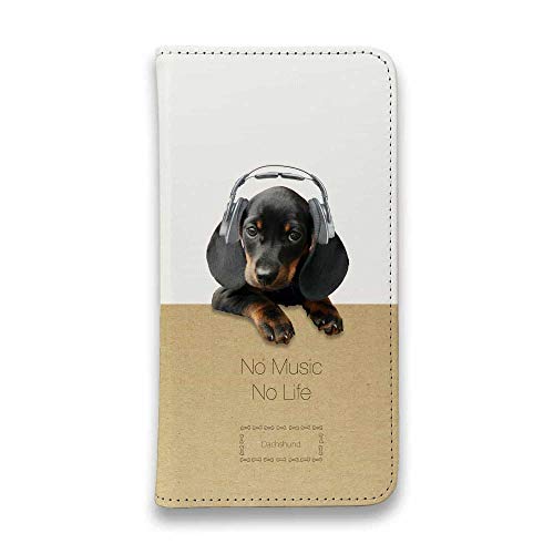 AnglersLife 手帳型 Xperia エクスペリア スマホケース マグネットなし ベルトなし カード収納ダックスフンドだってNo Music No Life Xperia XZ3 SO-01L/SOV39/801SO