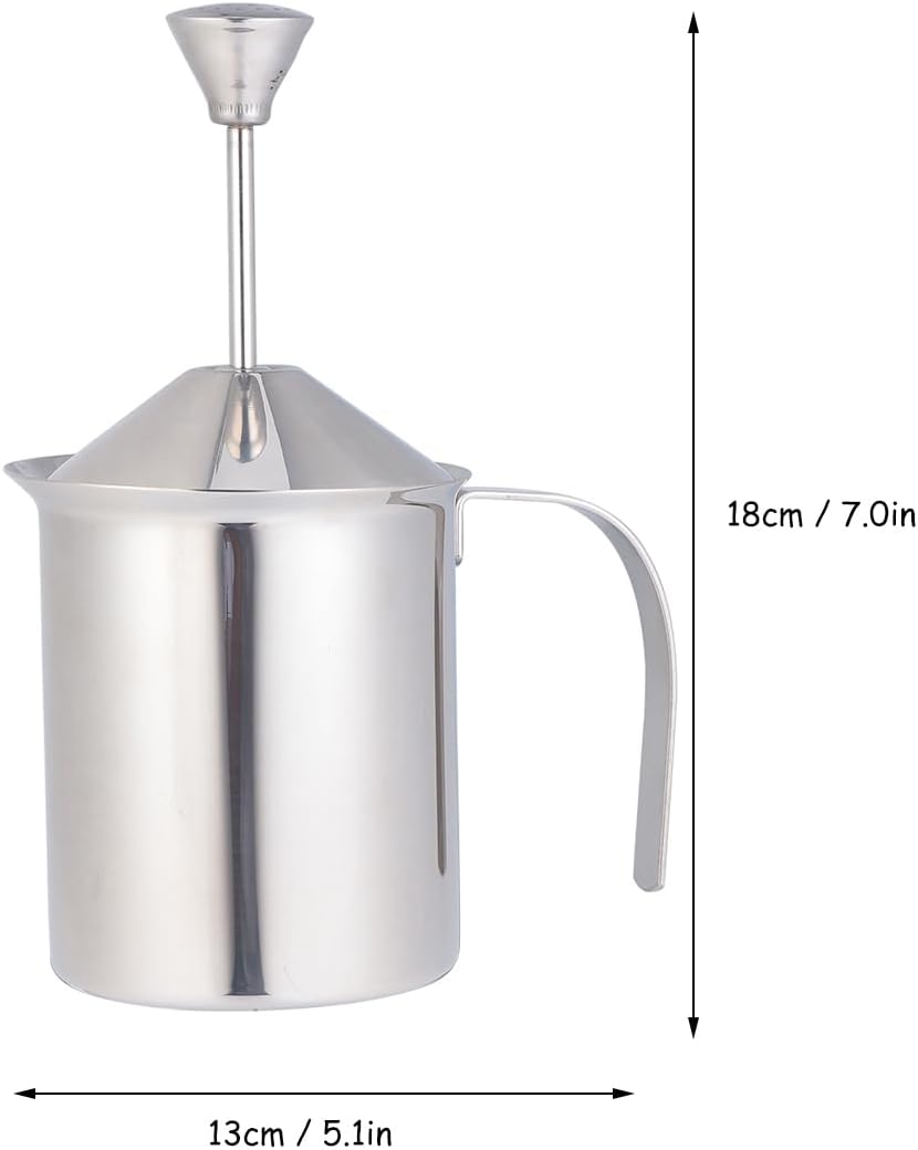 Cabilock 400cc Stainless Steel Manual Frother Double Layer Filter Screen Coffee Frothing Pitcher for Rich Coffee Shop