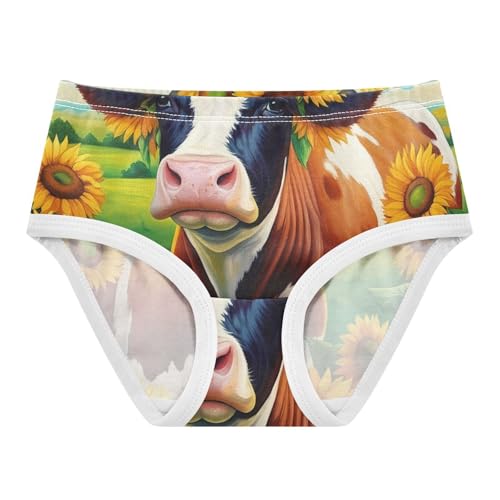 Whimsical Cow Field Sunflowers Girls Underwear Toddlers 2t Cotton Panties Little Girl Stylish Briefs Kids Undies
