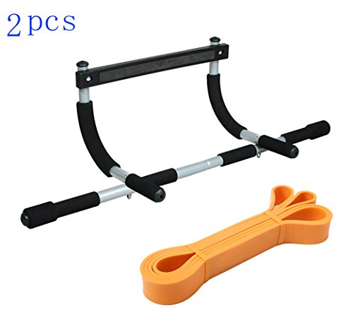 TODO Door Gym Bar with Assistant Bands Perfect Workouts for Pull-Up Chin-Up Push-Up Sit-Up Hanging Bands Exercise Portable and Detachable