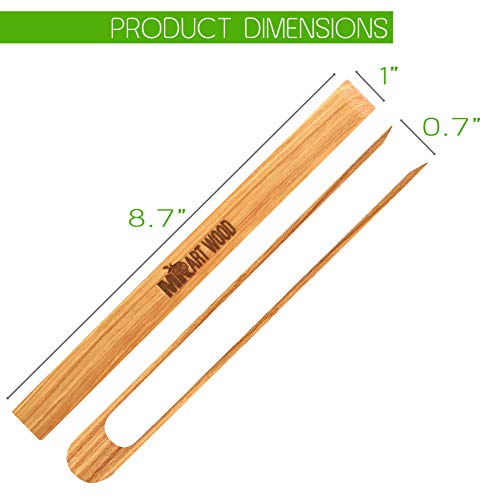 Mr.Art Wood Magnetic Wooden Toaster Kitchen Tongs (Pack of 2), 8.7" Length - Made in Europe, 100% Natural One-Piece Ash Wood - Thumbnail 4