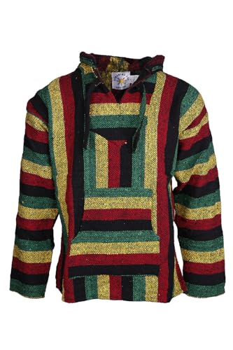 Baja Joy Eco-Friendly Pullover Hoodie Woven Striped Baja Rasta2