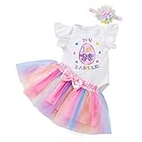 Yavion Nouveau-né Vêtements De Bébé Body + Lapin Robe De Pâques Fille Livre Son Gratuite,Fille Robe De Pâques Pyjama 0 Mois Fille Ensemble Pâques Bebe Combinaison Pyjama Pâques Garcon Pyj 9-12 mo