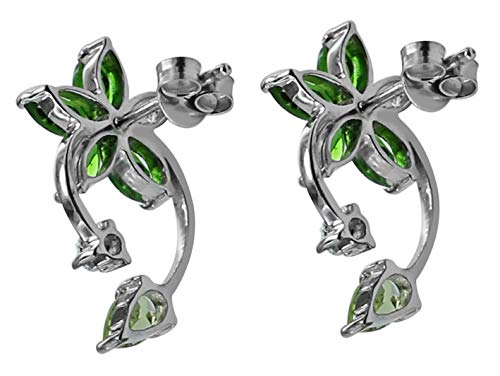 Carillon Peridot Pear Shape Gemstone Jewelry 18K White Gold Stud Earrings For Women/Girls #TOP1