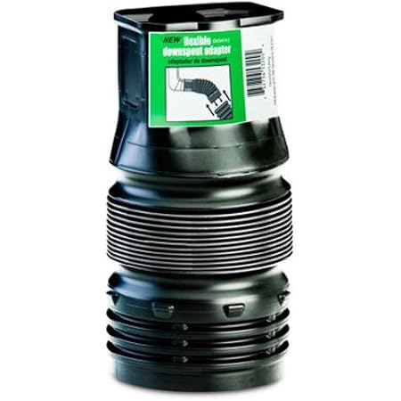 Flex-Drain ADP53202 Downspout Adaptor, Landscaping Drain Pipe Adapter 2 by 3 by 4-Inch,Black