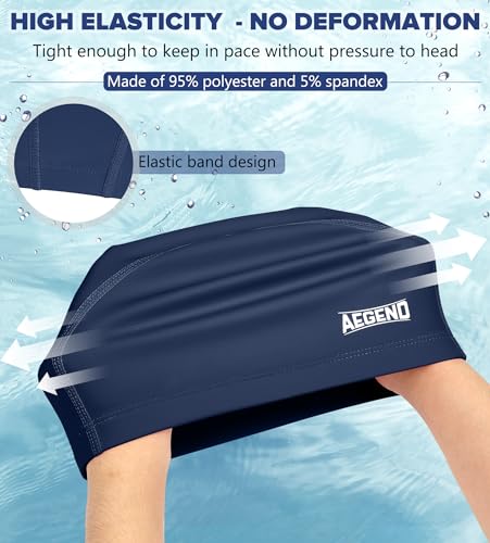 Aegend Fabric Swim Cap, Silicone Waterproof Layer thumb #4