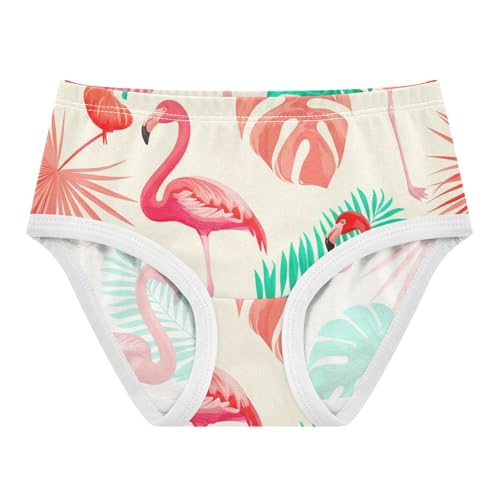 Cotton Toddler Underwear Floral Pink Flamingos Tropical Leaves Beige Panties Little Girl Flower Undies Kids Briefs 2t