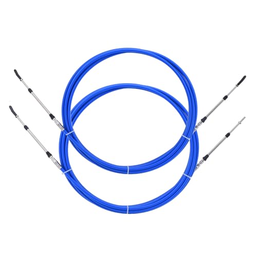 WATERLONG Boat Throttle Control Cable 20 Feet (2pcs Blue) Outboard Rotary Steering Cable for Most Single Station Boats