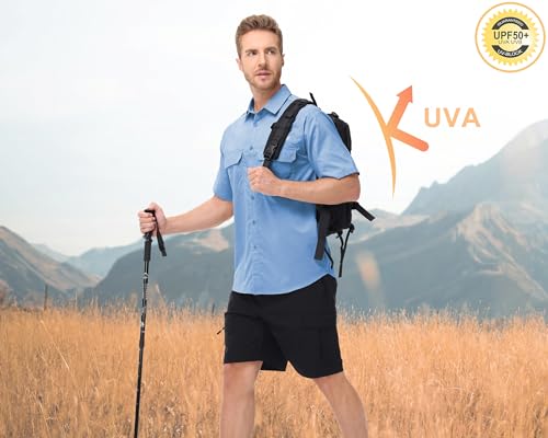 Satankud Fishing Shirts for Men Short Sleeve Sun Protection Cooling Hiking Shirt for Travel Safari Camping Work3