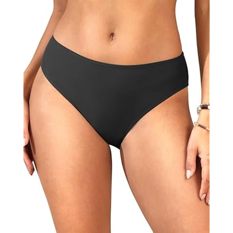Zmart Women Full Coverage Bikini Bottoms - Mid Rise Bathing Suit Swim Bottom Swimsuit Swimwear Black S Cover