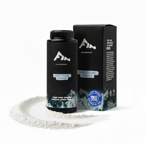 Fin Hairworks Plant based Hair Texture Powder | Natural Matte Finish | All day hold | Volumizer | Absorbs oil| Teen fluffy hair, Cheerleading, Wedding Updo, 45g Shaker Bottle, Unscented