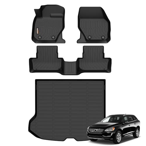 Binmotor-All Weather Car Floor Mats & Cargo Liner for Volvo XC60 2010-2017, TPE Liners Cargo Trunk Mat for Volvo XC60 Accessories