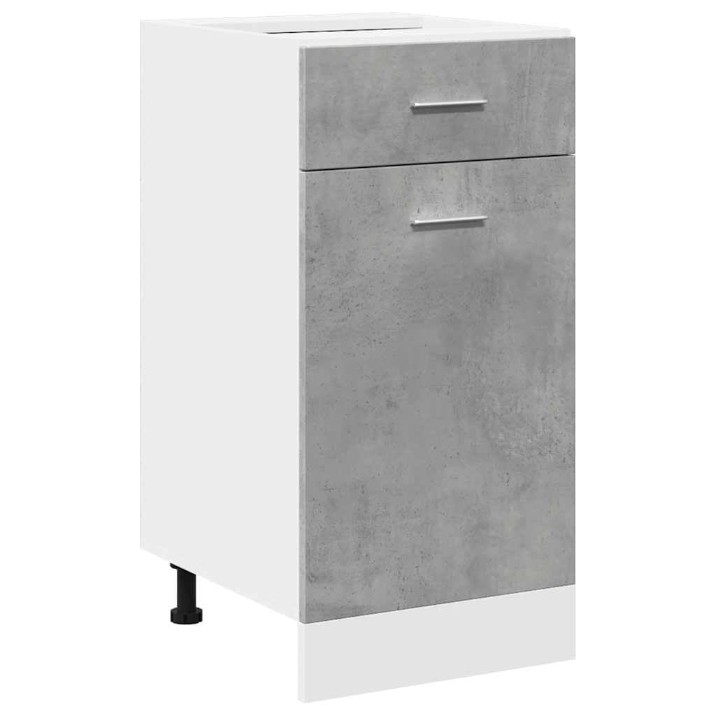 vidaXL Schubunterschrank Lyon Betongrau 40x46x81,5 cm Holzwerkstoff, Küchenschrank, Gastronomieschrank, Gastro Möbel, Küchenmöbel, Aufbewahrungsschrank