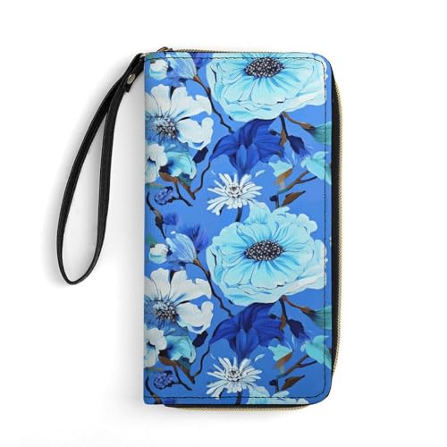 Portafoglio sottile con motivo girasoli in per e disponibile in diversi stili Motivo floreale 19.7x10.5cm Casual uomo donna blu bianco nero pelle