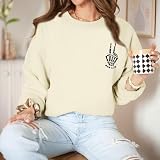 Migxsaf Mom Life Sweatshirt Mama Sweatshirts for Women Skeleton Halloween Long Sleeve Shirt Rock Crewneck Graphic Pullover(Apricot,S)