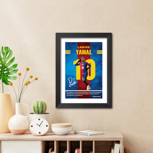 Image of TenorArts Lamine Yamal Quotes Poster Frame Barcelona Laminated Photo Framed Painting with Matt Finish Black Textues (12 inches x 9inches)