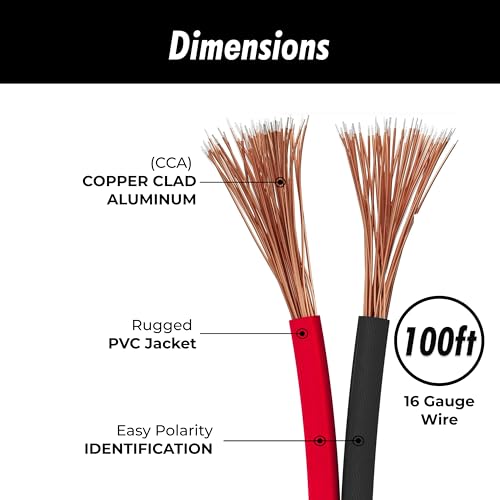 InstallGear-16-Gauge-Wire-AWG-Speaker-Wires-True-Spec-and-Soft-Touch-Cable-100-ft-RedBlack-Car-Stereos-Home-Theater-Radio-Surround-Sound-16-Gauge-Speaker-Wire-Easy-Installation