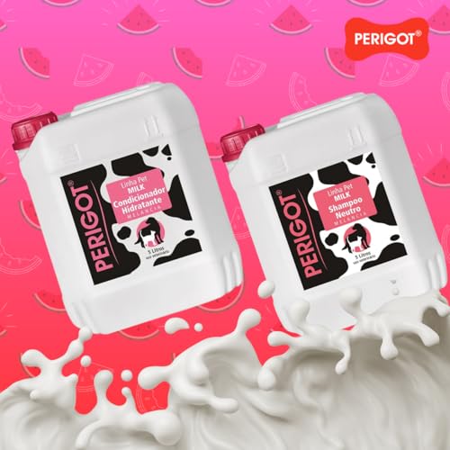 Kit Shampoo Neutro Melancia e Condicionador Milk 5l Perigot para Cães e Gatos