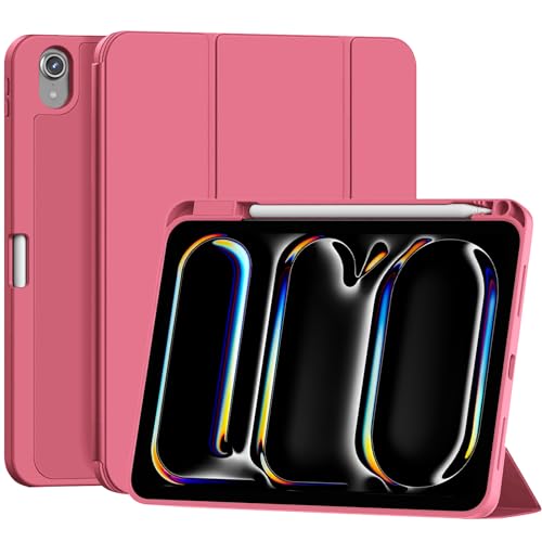 SidunRilax Case for iPad (A16) 11th Generation 11 inch 2025 / iPad 10th Generation 10.9 inch 2022, Smart Folio with Pencil Holder, Soft TPU Back,Auto Wake/Sleep, Support Touch ID - Watermelon Red