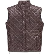 GOKTOG Mens Lamsbkin Leather Vest, Quilted Leather Vest Men