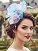 Yokawe Fascinators Hats Feather Tea Party Hat Hair Accessories Cocktail Headband for Women (Purple-White-Blue)
