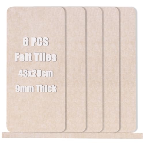 Dark Camel Felt Pin Board Cork Board Large Bulletin Boards Tiles, Self-Adhesive Felt Tiles Notice Boards for Walls, Vision Board for Bedrooms, Office, School, Photos, Notes, 43x20 cm, 6Pcs, UK