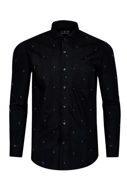 Jade Black Jacquard Textured Premium Giza Cotton Shirt-image-24