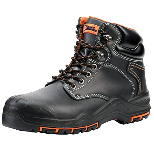 BLACK HAMMER Botas de Seguridad de Cuero para Hombres Puntera de Acero S3 SRC Calzado de...