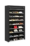 Homebi 9-Tier Shoe Rack Wide Shoe Tower Closet Shoes Storage Cabinet Portable Boot Organizer Hold 36 to 45 Pairs of Shoes with Non-Woven Fabric Cover and 9 Durable Shelves (Black)