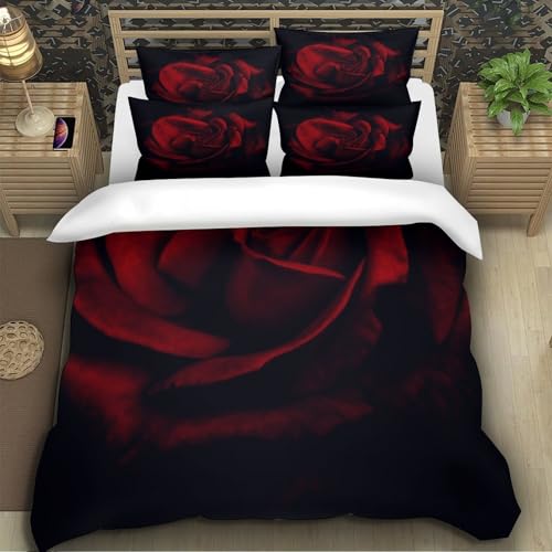 Parure de lit rose rouge en microfibre 135x200cm pour lit simple - 5